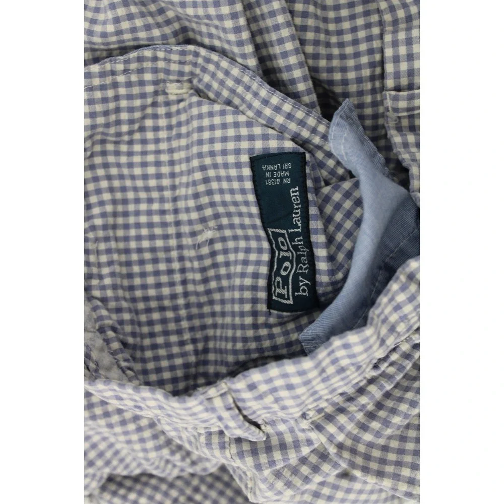 Polo Ralph Lauren Seersucker Gingham Shorts Men's size 48 B Blue White 9in Golf